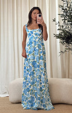 Nina Floral Maxi Dress in Cottage Blue