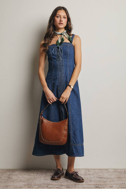 Up Denim Maxi Dress Madeline Lace-Up Denim Maxi Dress