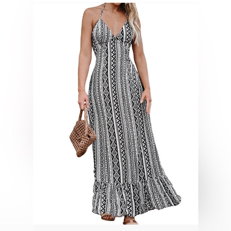 Ophelia Flounce Maxi Beach Dress in Black