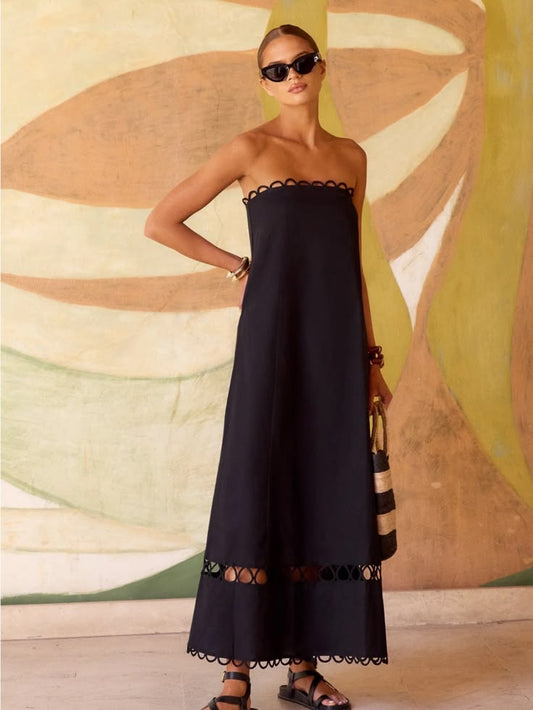 Margot Eyelet Strapless Maxi Dress