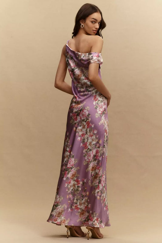 Sienna Off-Shoulder Satin Maxi Dress