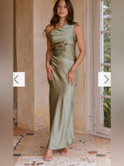 Auria Off-Shoulder Maxi Dress in Olive