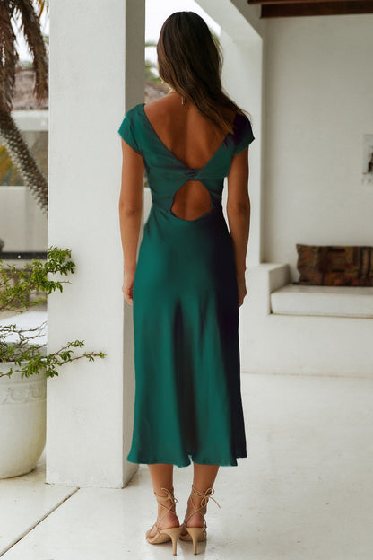 Margot Crepe Maxi Dress in Forest Green