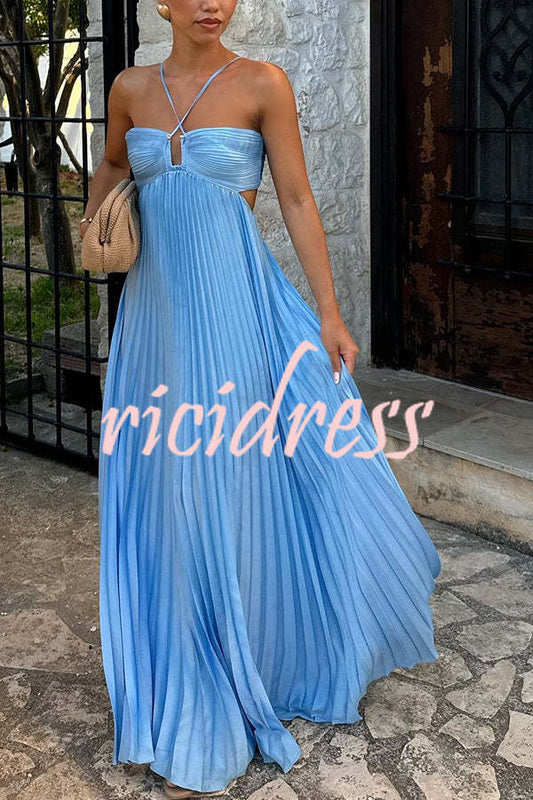 Blue Ophelia Satin Maxi Dress