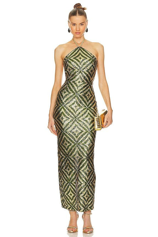 Athena Shimmer Gown in Midnight