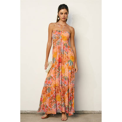 SUMMER GARDEN Selene Ruched Maxi Dress