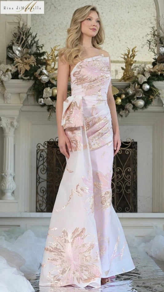 Long Formal Dress: Rina Di Montella RD3233 - Blush Multi / 12