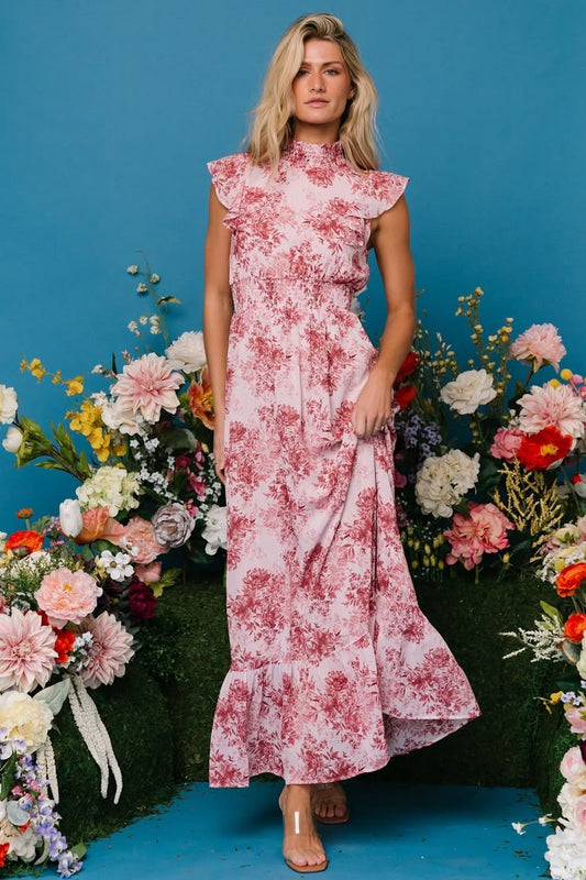 Kearny Ruffle Maxi Dress | Pink Floral - XL