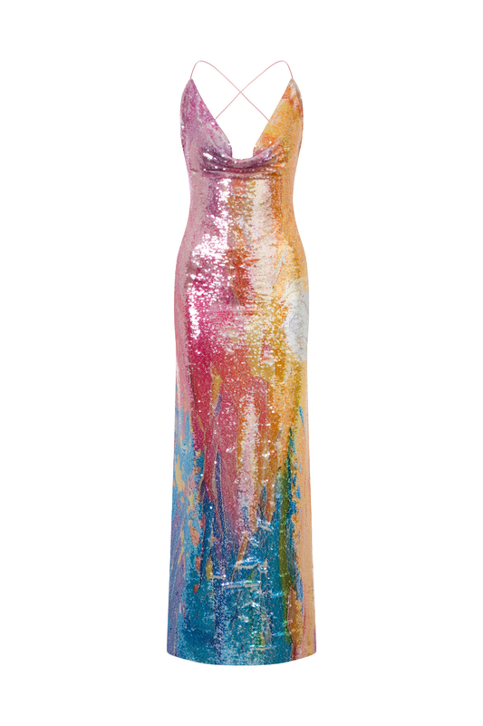 SUMMER GRADIENT Celeste Sequin Maxi Dress