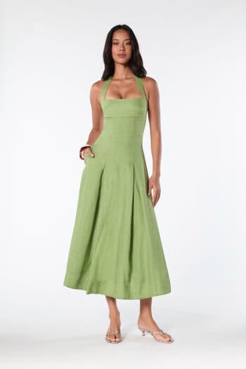 NICHOLAS Elisabeth Halter Neck Dress in Cactus at Nordstrom, Size 2