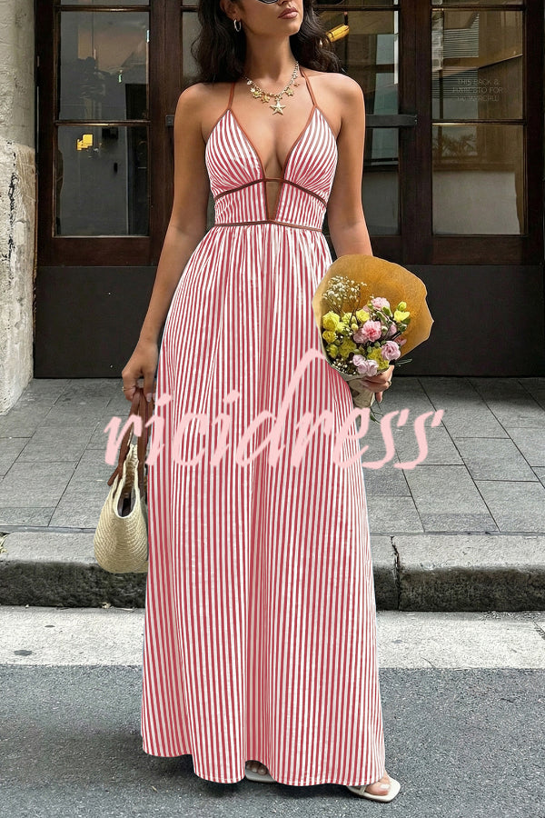 Yellow Margot Striped V-Neck Maxi Dress