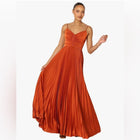 Naira Pleated Maxi Dress in Orange