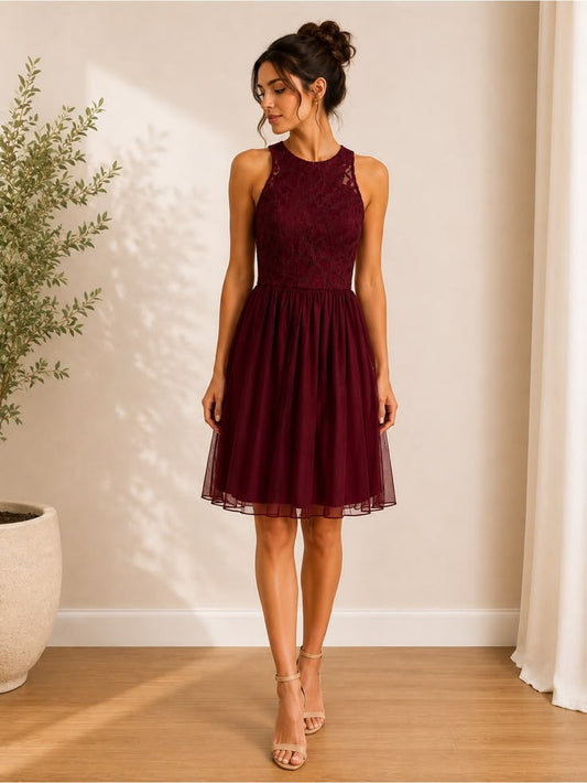 Speechless Dresses | Speechless Burgundy Lace Fit & Flare Knee Length Party Dress Size 1 | Color: Red | Size: 7