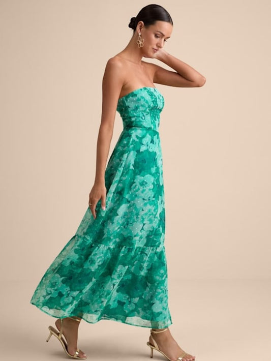 Margot Floral Strapless Midi Dress