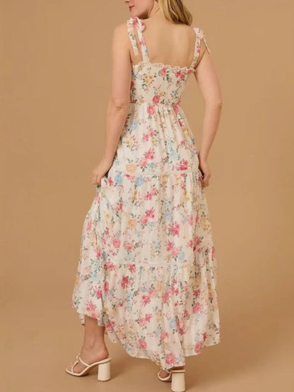 Cream Margot Floral Smocked Maxi Dress