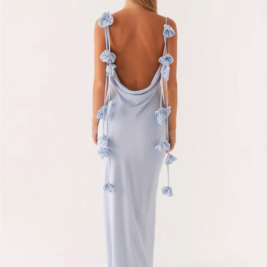 Arabella Backless Dress in Sky Blue