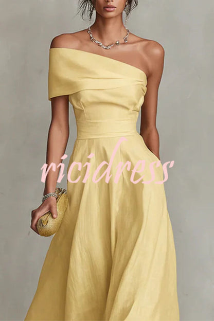 Yellow Margot One-Shoulder A-Line Midi Dress