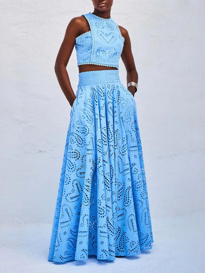 Yellow Margot Eyelet Lace Maxi Dress