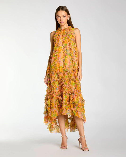 Pink Multi Margot Floral Trapeze Midi Dress