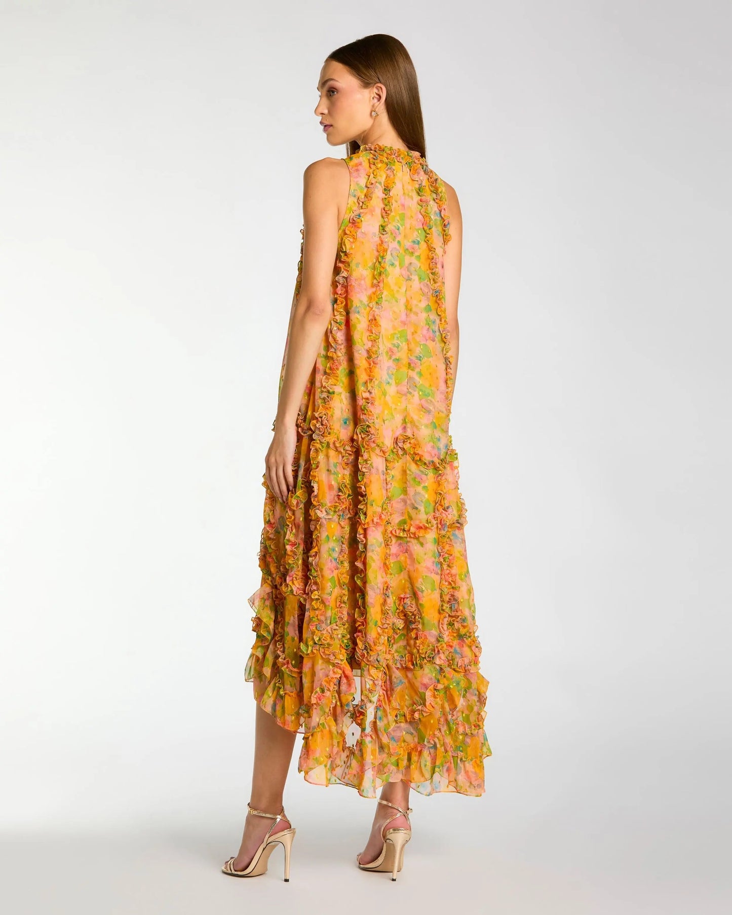Sage Multi Margot Floral Trapeze Midi Dress