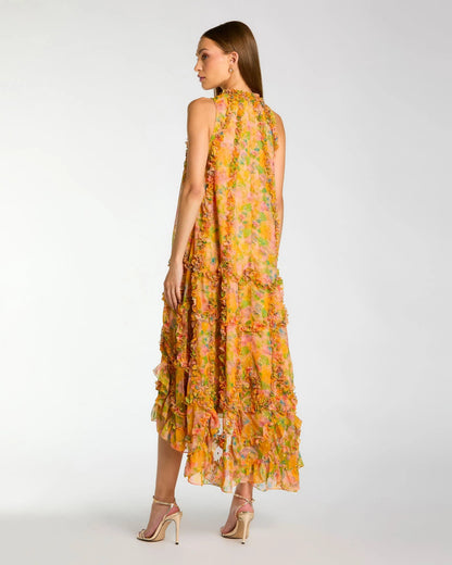 Pink Multi Margot Floral Trapeze Midi Dress