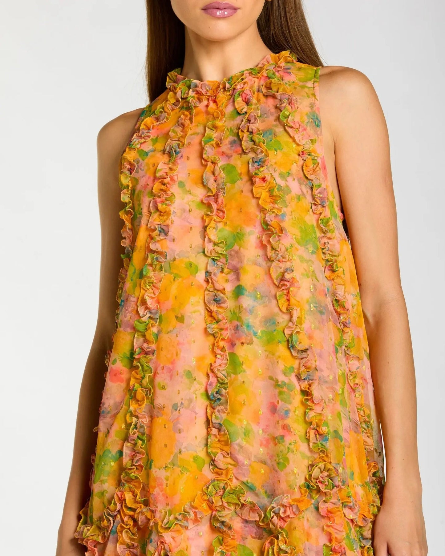 Pink Multi Margot Floral Trapeze Midi Dress