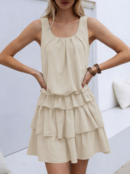 Light Blue Vivienne Ruffle Layered Mini Dress