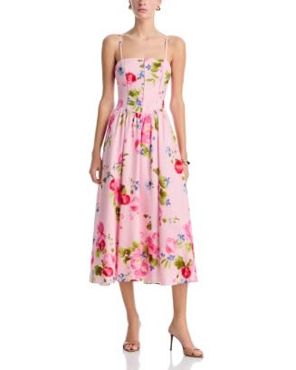 Arabella Floral Drop Waist Midi Dress
