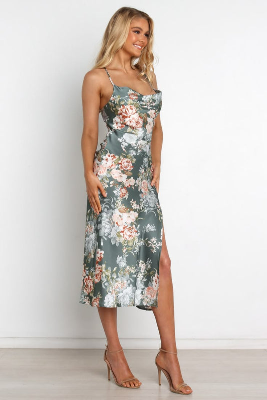 Marea Silk Charmeuse Dress in Sage