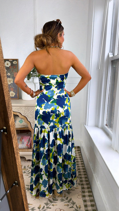 Iris Silk Maxi Dress in Periwinkle