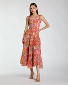Margot Floral Ruffle Midi Dress