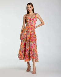 Line Ruffle Midi Dress
