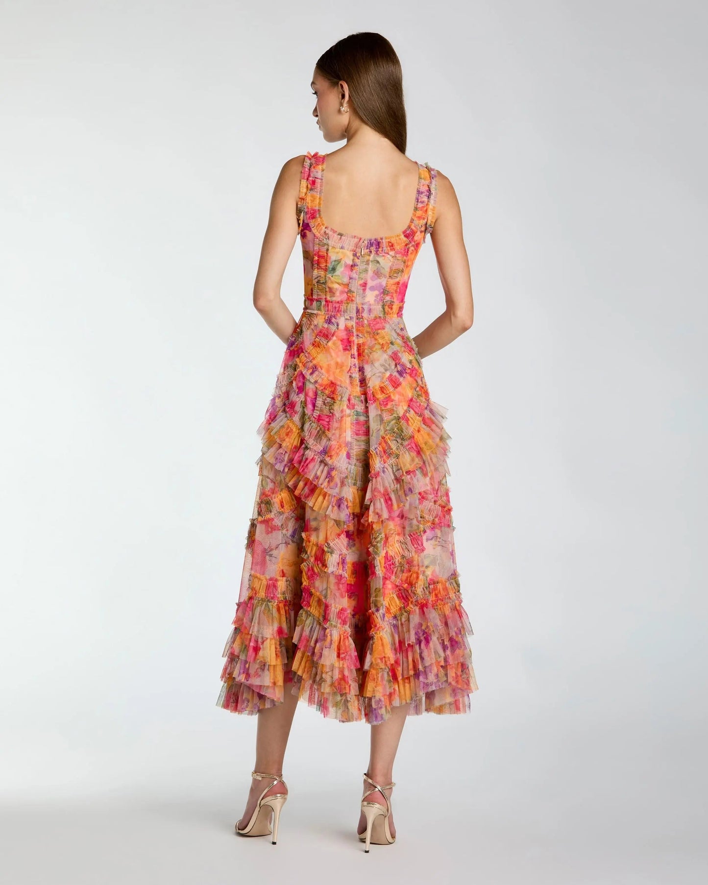 Line Ruffle Midi Dress Margot Floral Ruffle Midi Dress