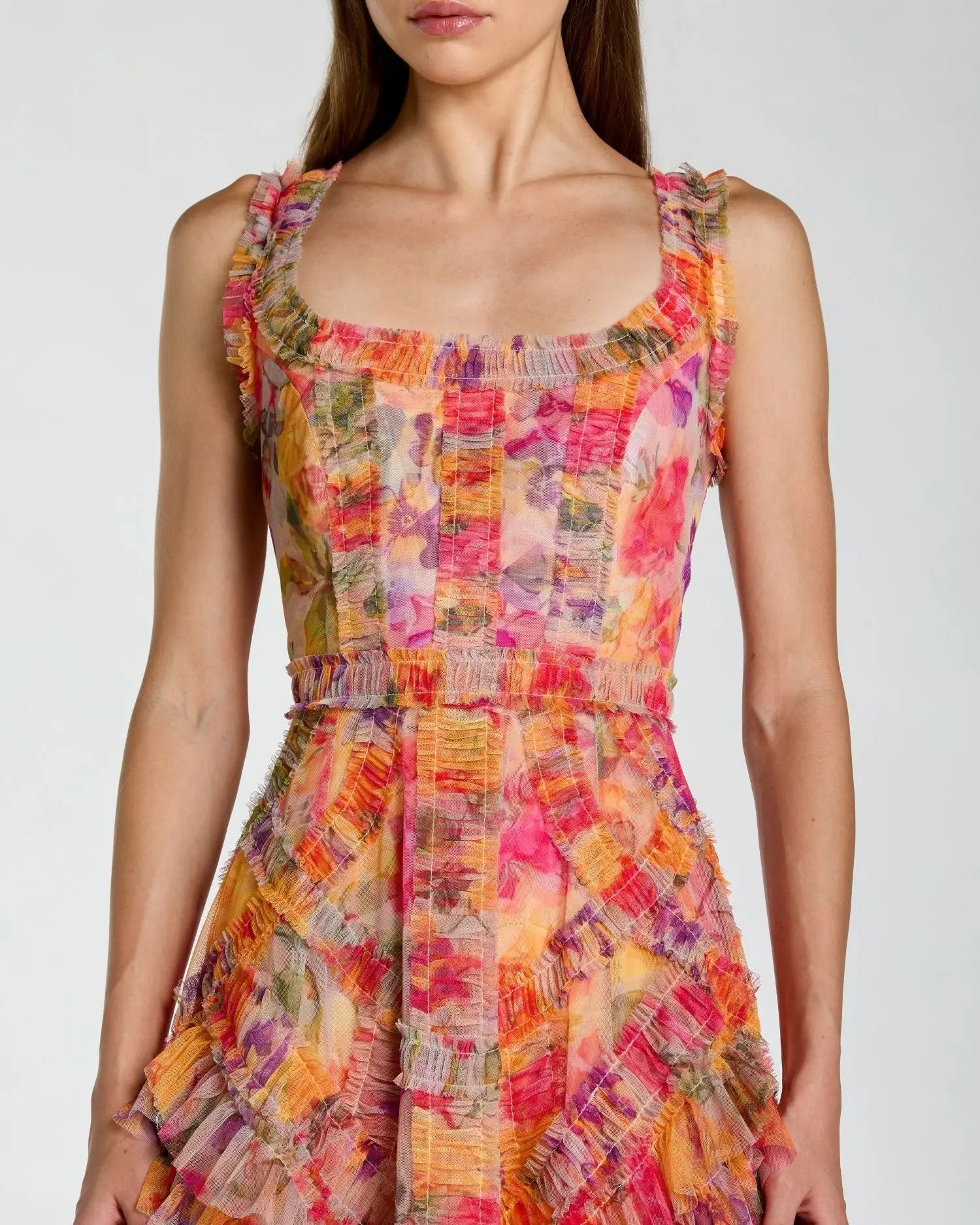 Line Ruffle Midi Dress Margot Floral Ruffle Midi Dress
