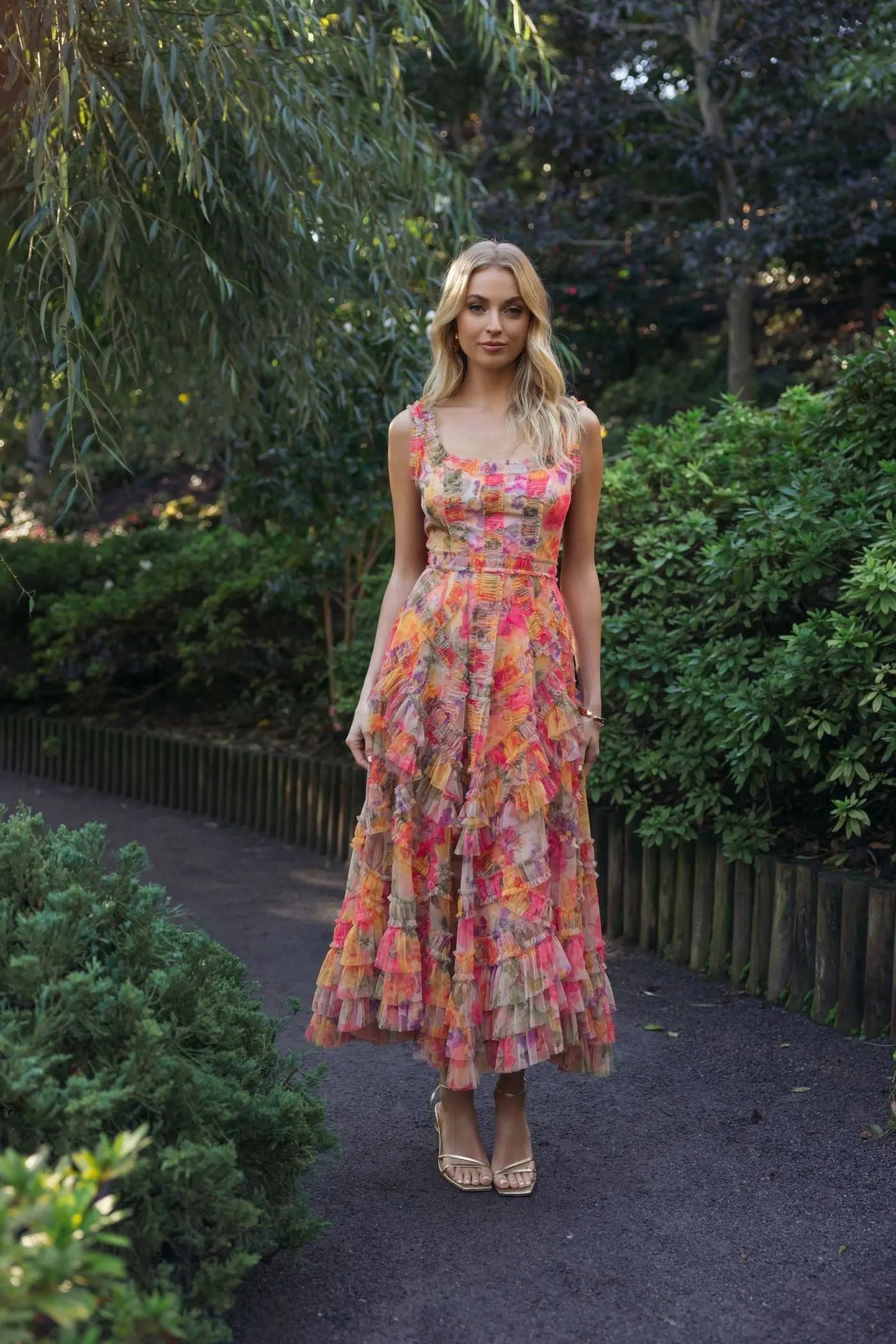 Line Ruffle Midi Dress Margot Floral Ruffle Midi Dress