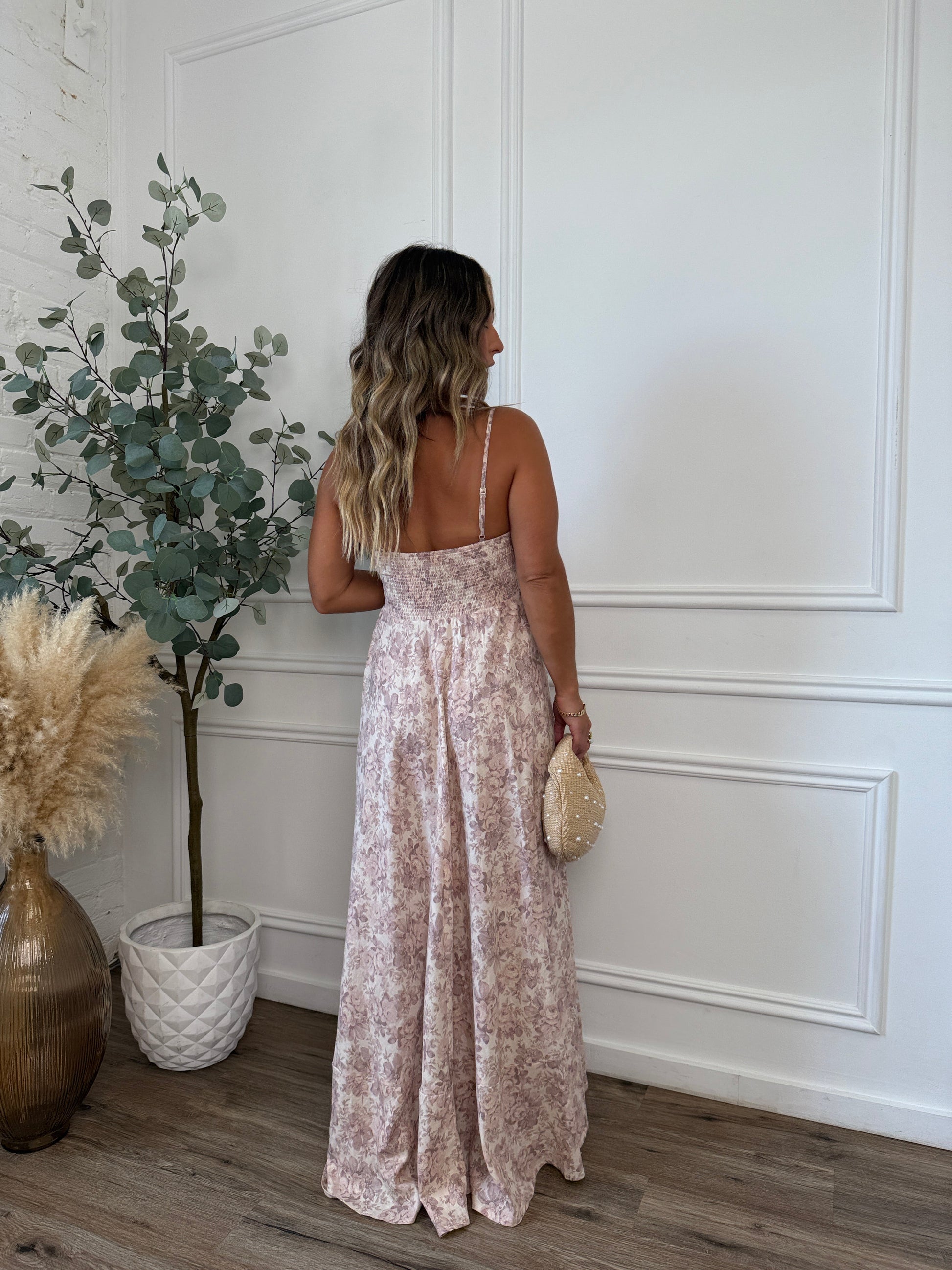 Bloom Floral Maxi Dress in Light Blush