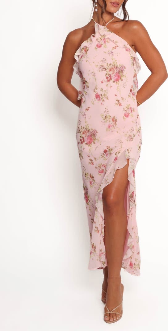 Patricia Ruffle Halter Maxi Dress