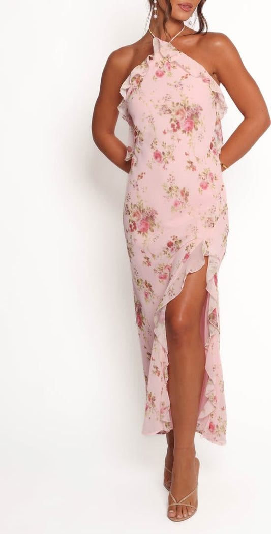 Patricia Ruffle Halter Maxi Dress