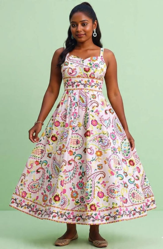 Boho Maxi Dress | Paisley Sundress | Floral Cotton | Sleeveless Summer