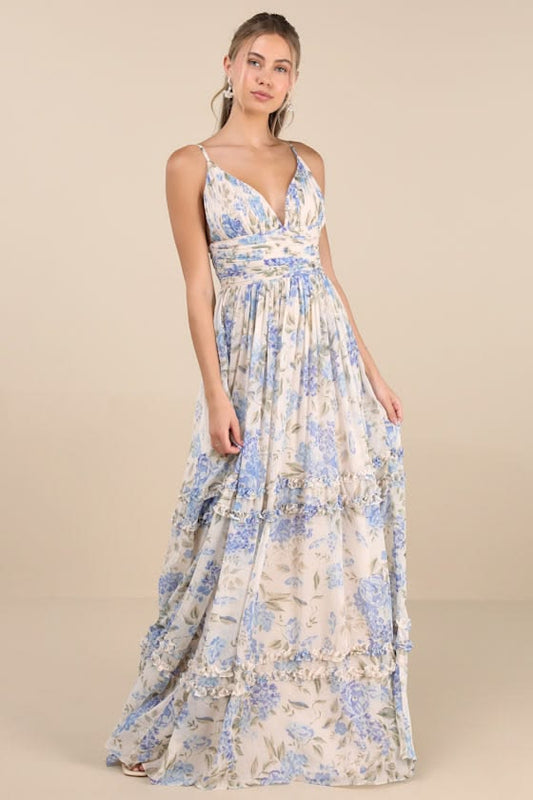 Niora Floral Pleated Maxi Dress