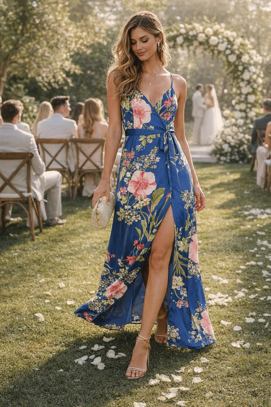 Iris Floral Linen Maxi Dress