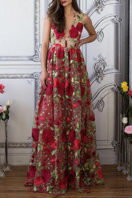 As Photo Arabella Embroidered Tulle Gown