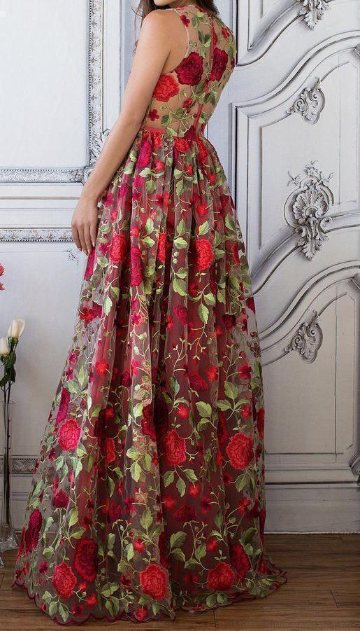 Custom Color Arabella Embroidered Tulle Gown