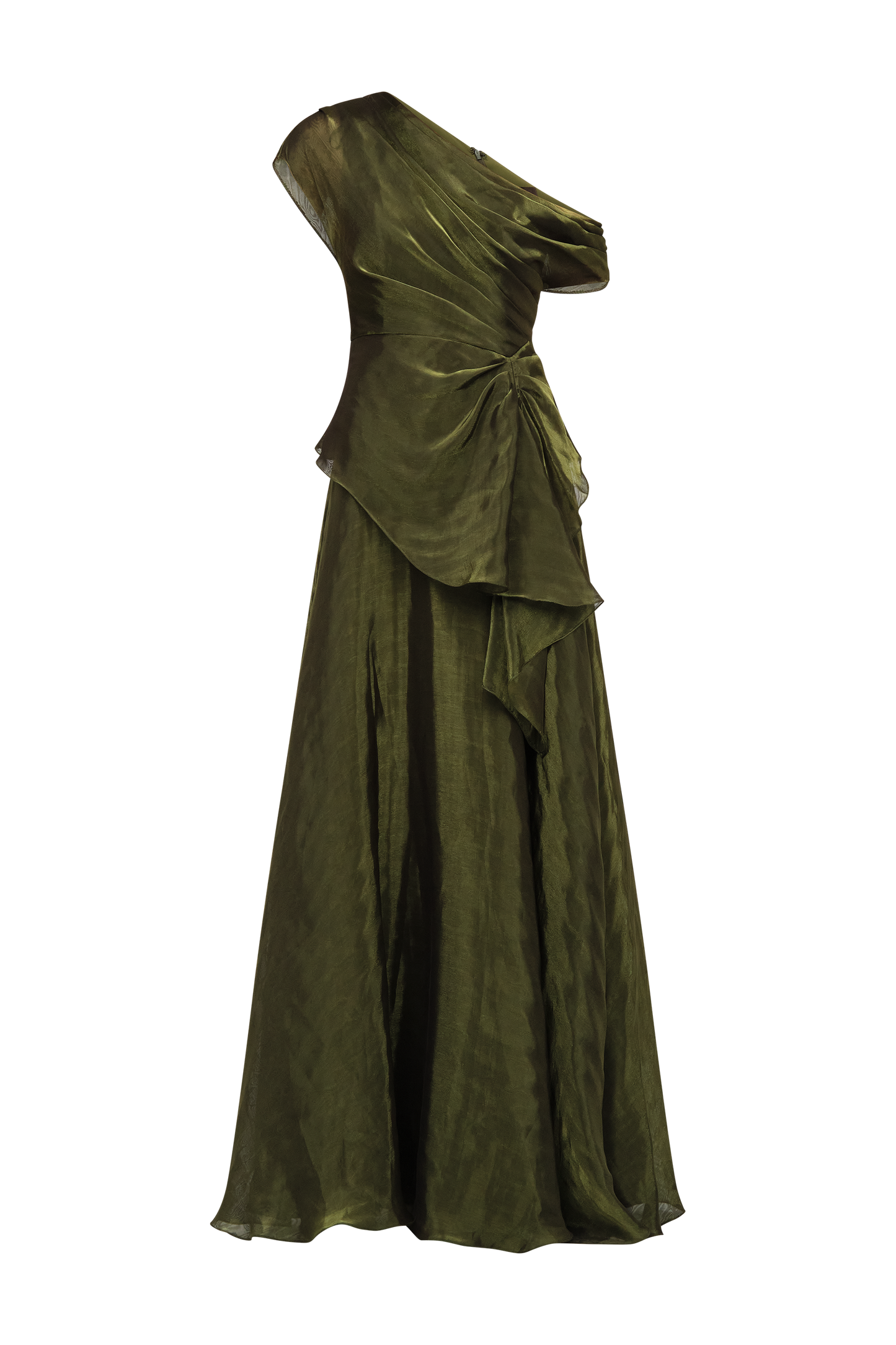 Olive Gold Avalina Organza Lamé Gown