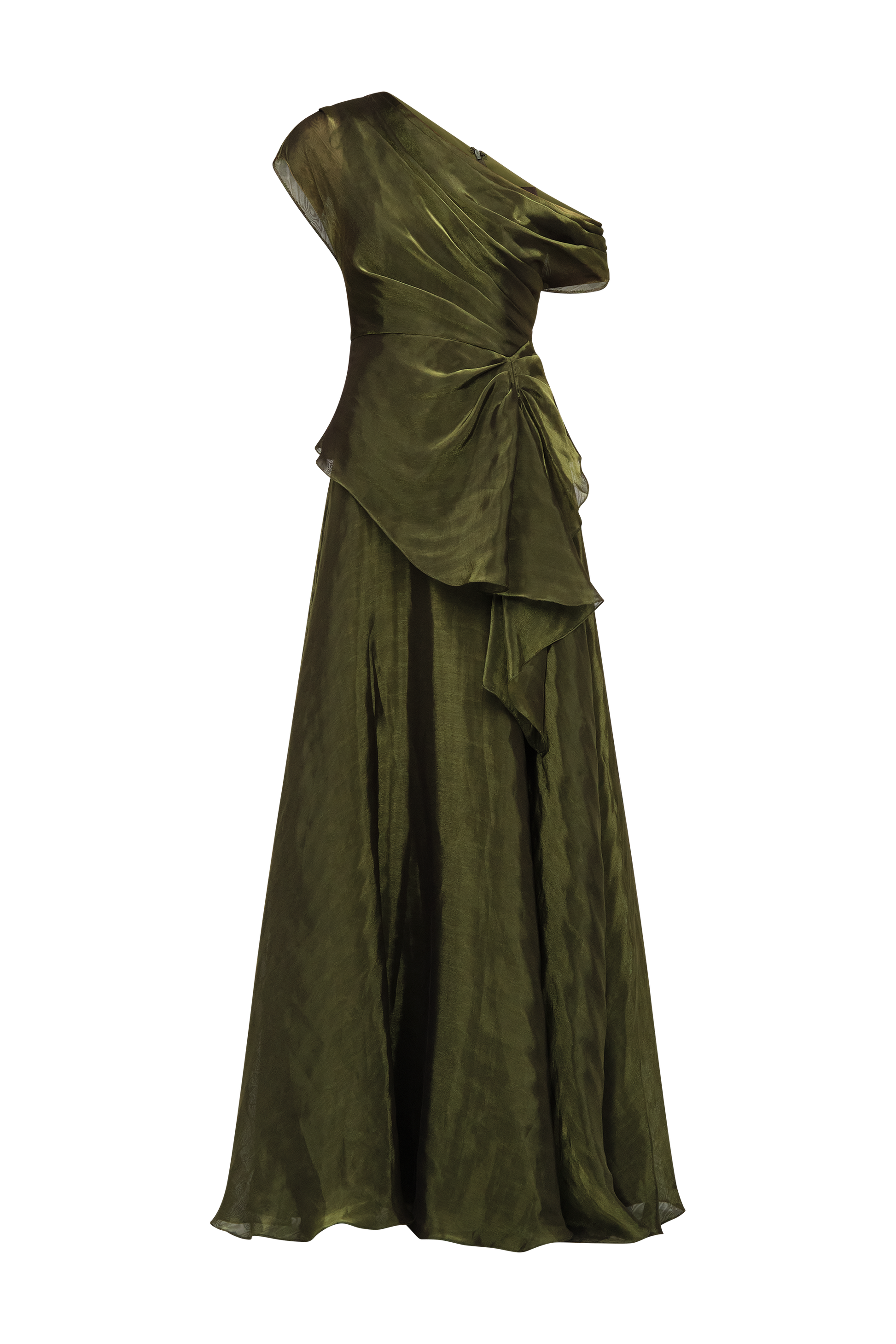 Olive Gold Avalina Organza Lamé Gown