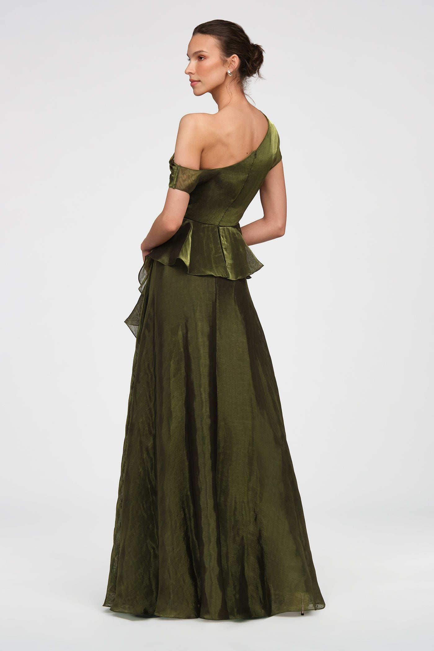 Olive Gold Avalina Organza Lamé Gown