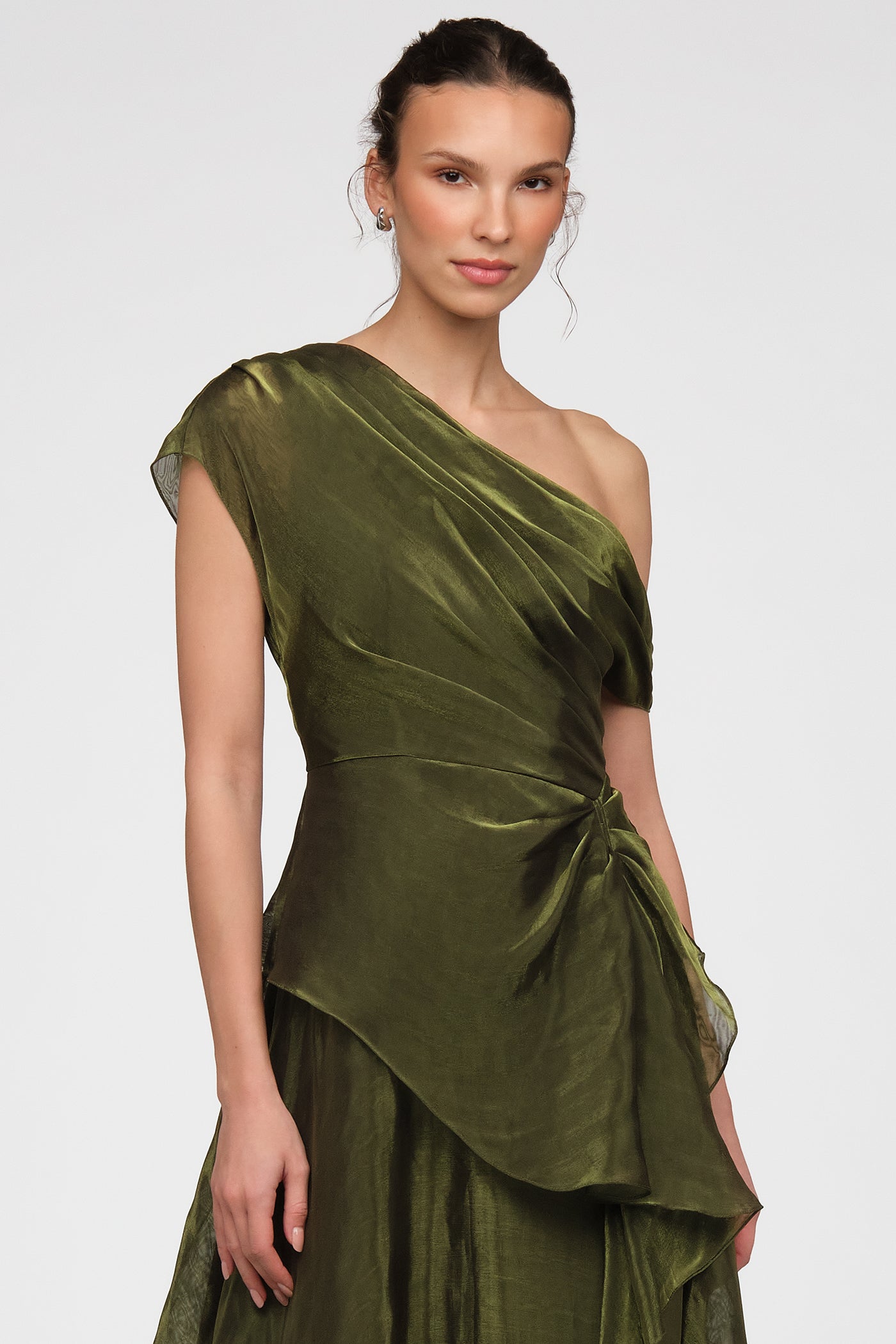 Olive Gold Avalina Organza Lamé Gown