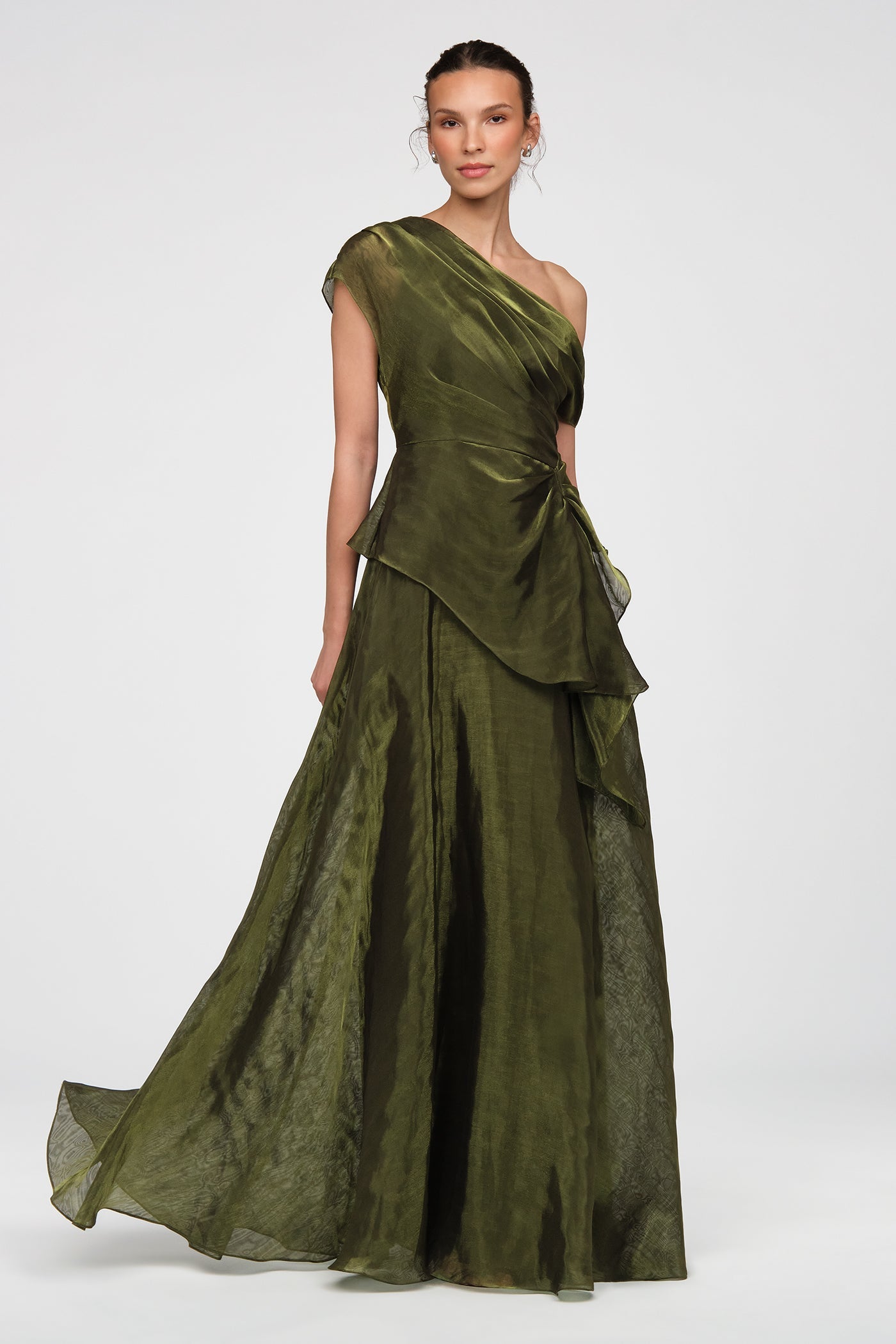 Olive Gold Avalina Organza Lamé Gown