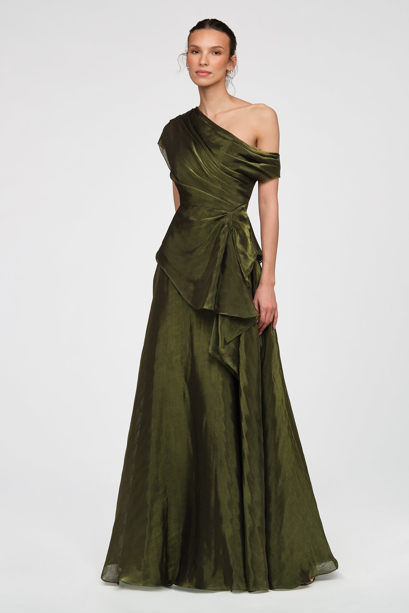 Olive Gold Avalina Organza Lamé Gown