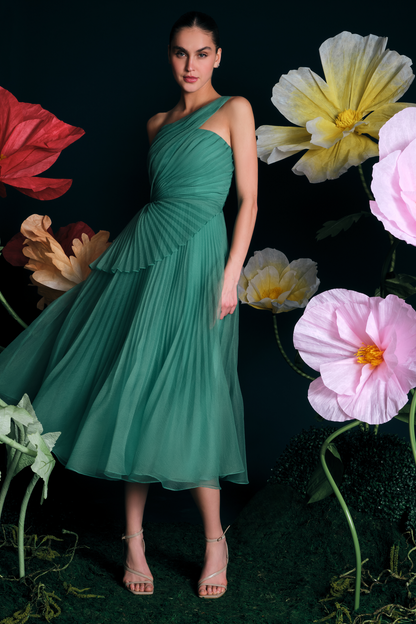 Seafoam Drift Cecilia Pleated Organza Dress